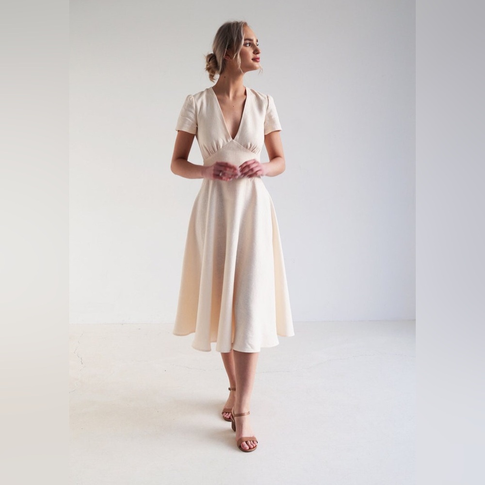 Dusty Blue Linen Dress (Sicily)
